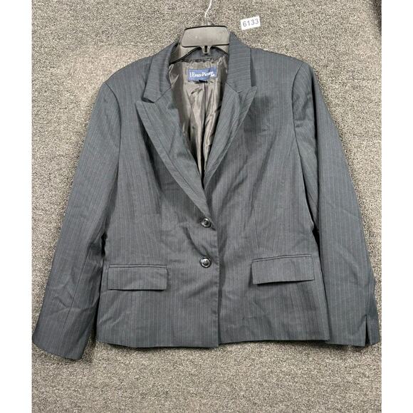 Evan Picone Jackets & Blazers - Evan Picone Blazer Jacket Womens Size 16P Pinstripe Gray 2 Buttons Casual Career
